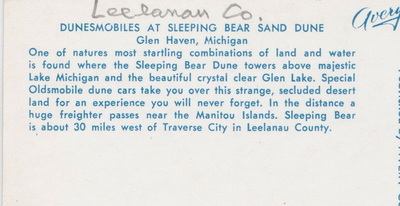 Sleeping Bear Dunesmobiles - Old Postcard View (newer photo)